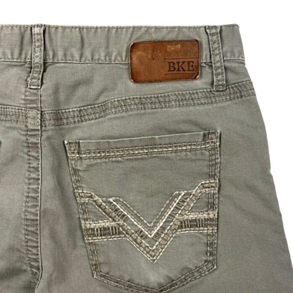 BKE Jake Straight Pants Olive Gray Stretch Casual Chino Cotton Blend Mens 33L